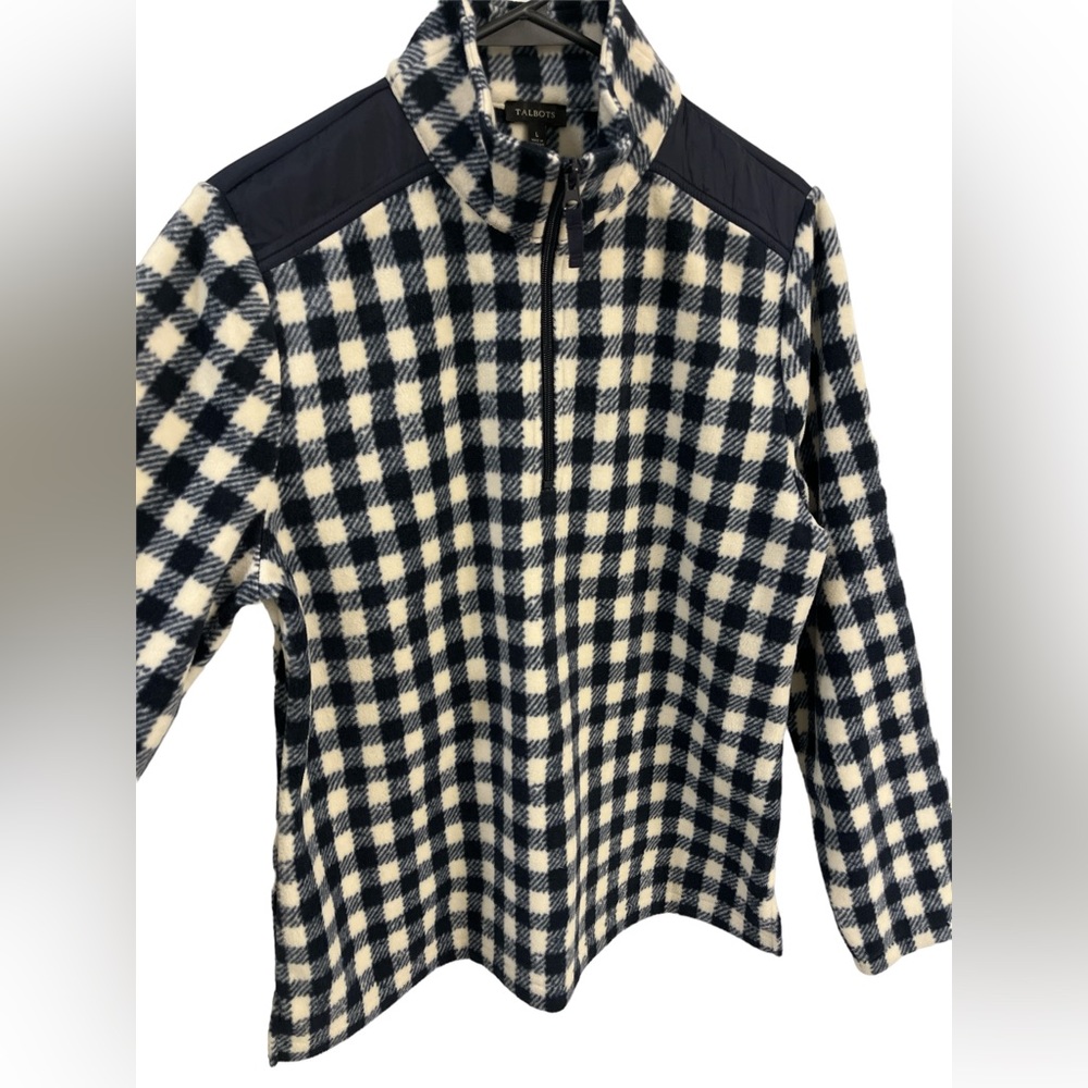 Talbots Fleece Pullover Women’s Zip Jacket Navy Size Large Ladies Warm Coats